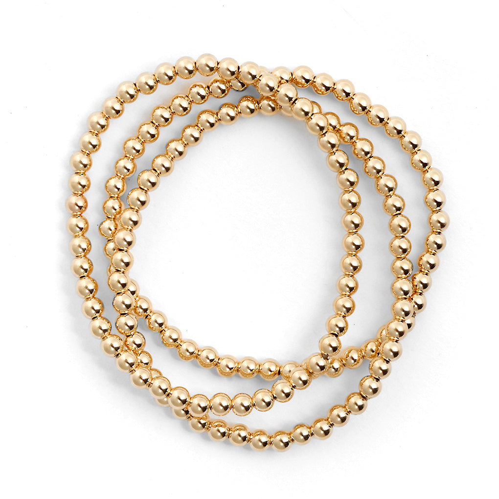Gara Danielle Elastic Bracelet with 14k Gold-Filled 4mm Beads